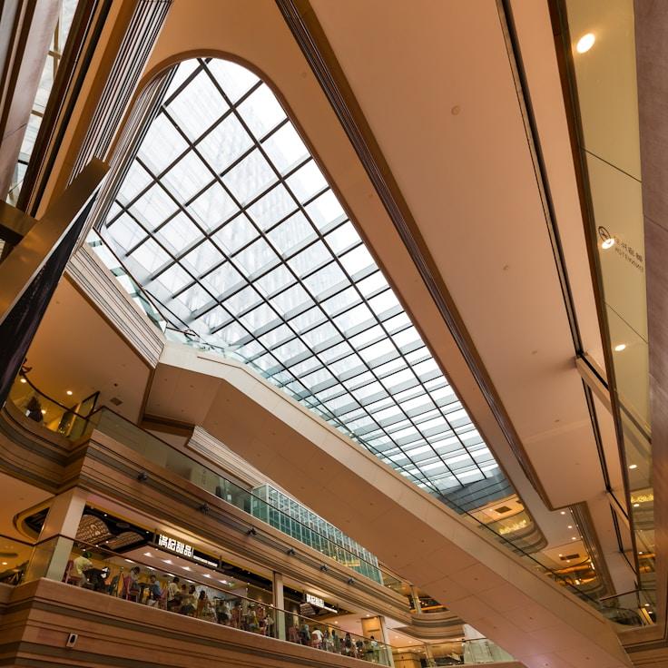 Shopping mall with wide corridors suitable for strollers